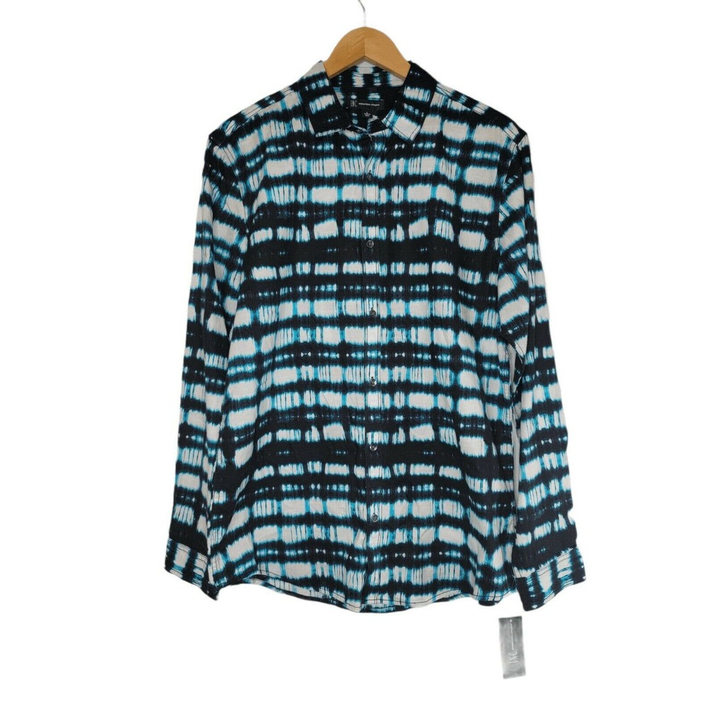 INC Mens Long Sleeve Tie Dye Button Up
